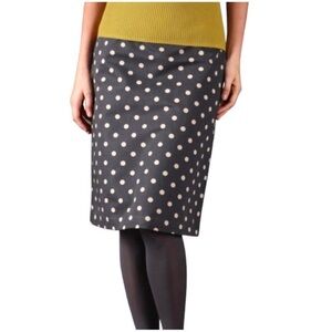 Boden Gray Tan Polka Dot Pencil A-Line Skirt 12R W6456